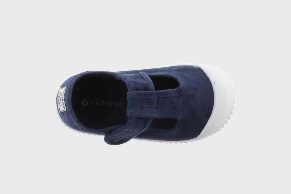 Victoria Kids 1915 Dyed Canvas Sandal With Toecap- Marino / Navy Blue - Select Size