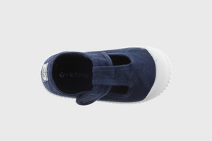 Victoria Kids 1915 Dyed Canvas Sandal With Toecap- Marino / Navy Blue - Select Size