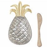 Pineapple Metal Bowl & Spreader Set