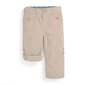 Twill Turn Up Trousers- Stone - Select Size
