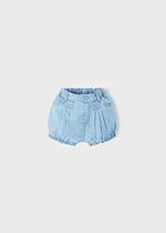 Denim Gathered Girls Shorts - Select Size