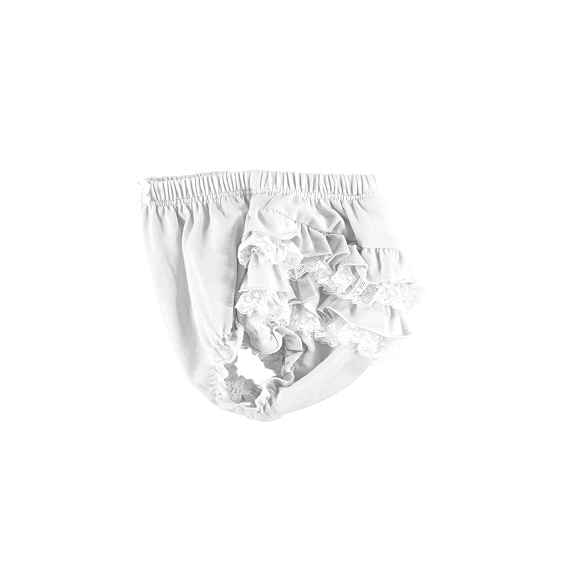 
            
                Load image into Gallery viewer, White Ruffle Knit Infant Girls Bloomers  - Select Size
            
        