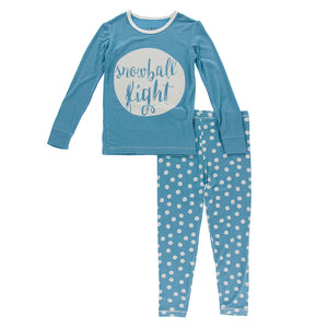 Blue Moon Snowballs Graphic Tee Long Sleeve Pajama Set- Select Size