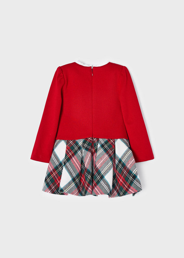 Red & Plaid Combined Baby Girl Dress  - Select Size