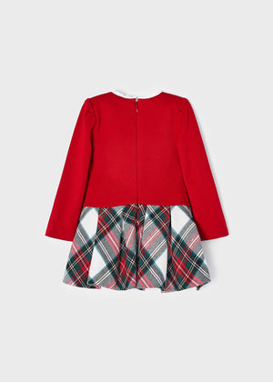 Red & Plaid Combined Baby Girl Dress  - Select Size