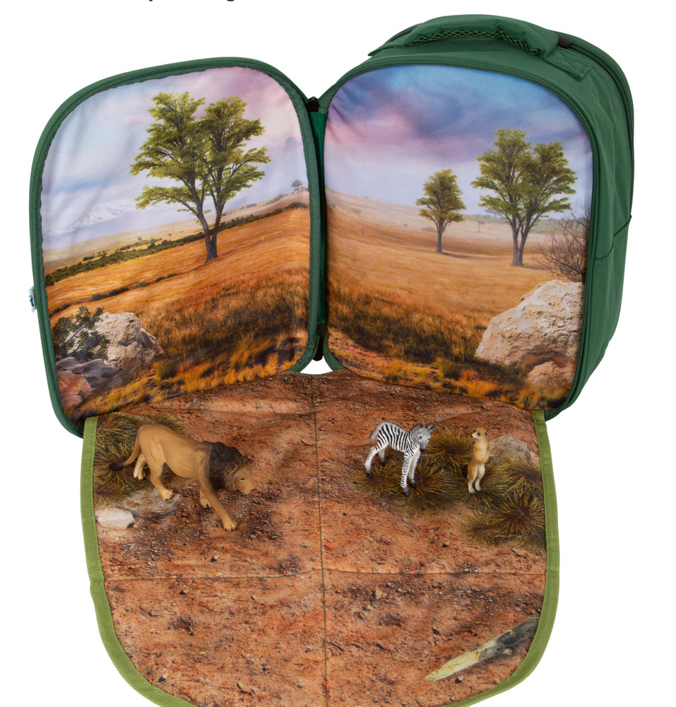 Animal Planet 3D Savannah Wildlife Backpack Playset With 3 Animals