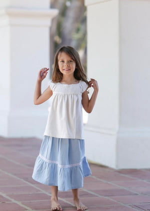 Santorini Girls Blue & White Dot Skirt - Select Size