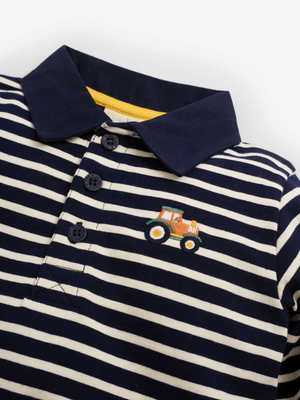 Tractor Polo Shirt in Navy & Ecru - select size