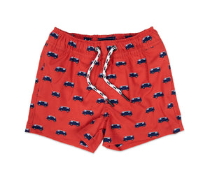 Road Trip Red & Navy Quick Dry Swim Board Shorts - Select Size