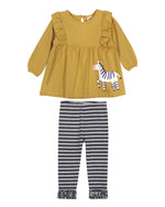 Yellow Zebra Tunic with Stripe Leggings  - Select Size