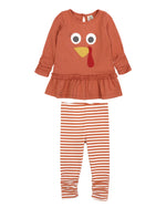 Little Turkey Peplum Tunic with Stripe Legging  - Select Size
