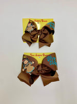 Give Thanks - Handpainted Brown Hair bow - Choose 6” or 8”