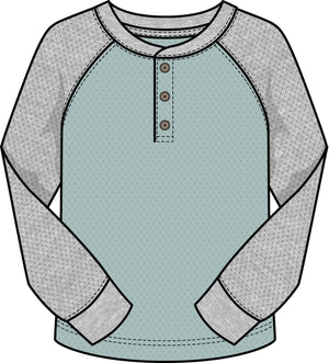 
            
                Load image into Gallery viewer, Color Block Raglan Thermal Long Sleeve Top Light Blue - Select Size
            
        