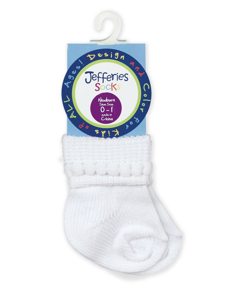 White Bubble Bootie Socks - NB (0-1)