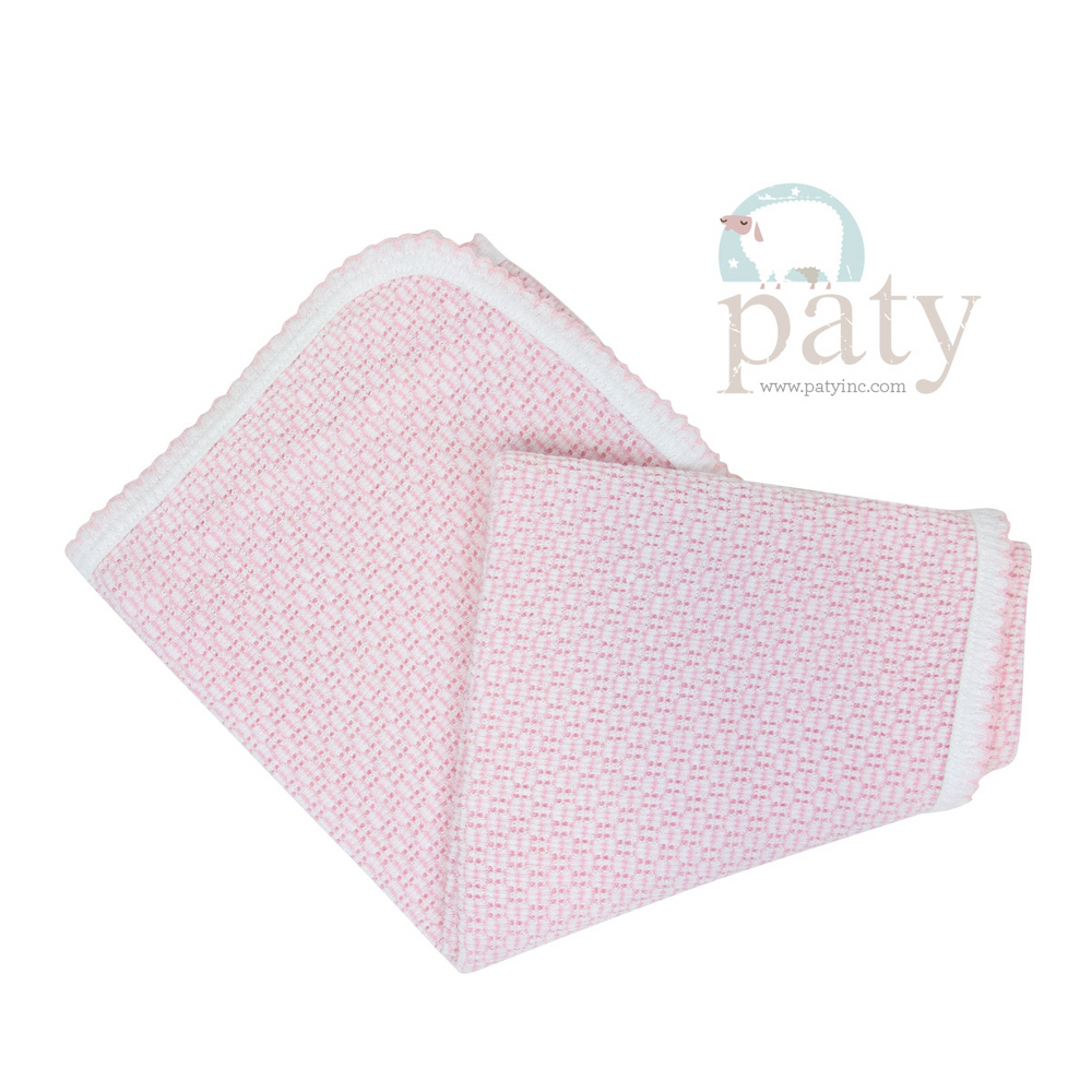 Paty Receiving Swaddle Blanket - Pink with Pink Trim