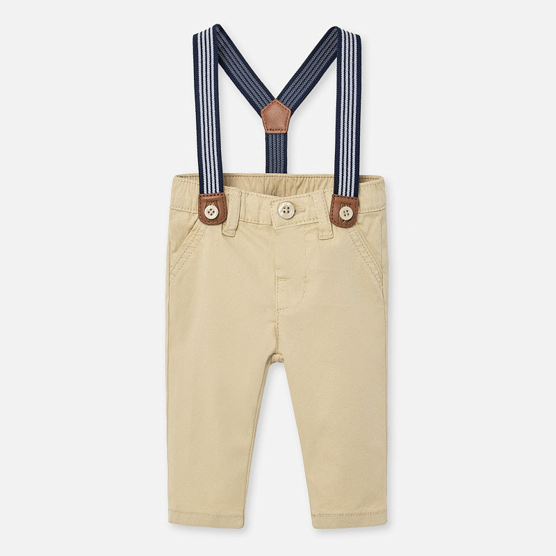 Sand Twill Pants with Striped Suspenders - Select Size