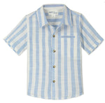 Santorini Mens Blue & White Stripe Short Sleeve Shirt - Select Size