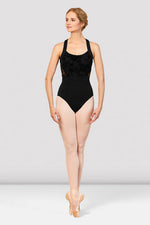 L7885B - Ladies Black Wide Strap Racer Back Leotard - Select Size