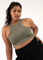 ZBP221 - Ladies Crinkle Washed Moss Racerback Crop Tank Top  - Select Size