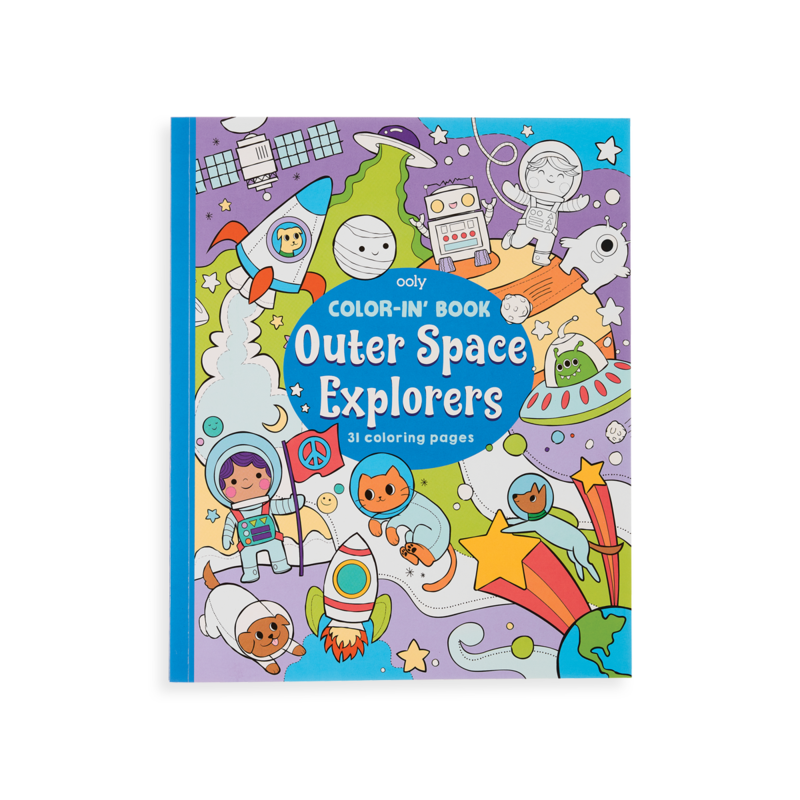 Outer Space Explorers Color-in’ Book