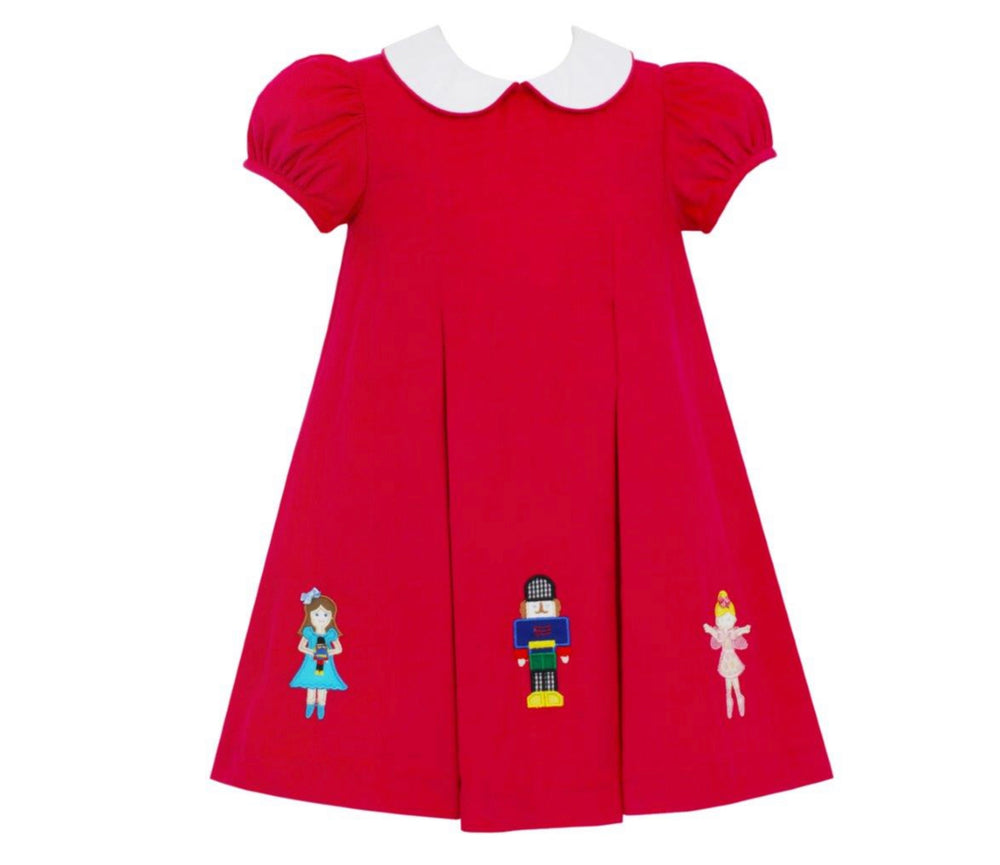 
            
                Load image into Gallery viewer, Nutcracker Hot Pink Corduroy Dress With White Collar &amp;amp; Pleats - select size
            
        