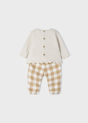 
            
                Load image into Gallery viewer, Cream &amp;amp; Caramel Fawn Infant Girls Sweater &amp;amp; Plaid Pants Set  - Select Size
            
        
