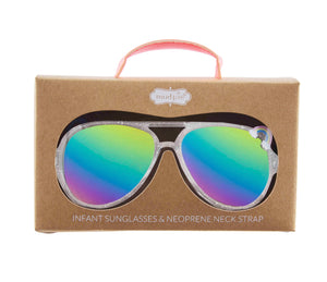 Clear Aviator & Peach Girls Sunglasses & Strap Set