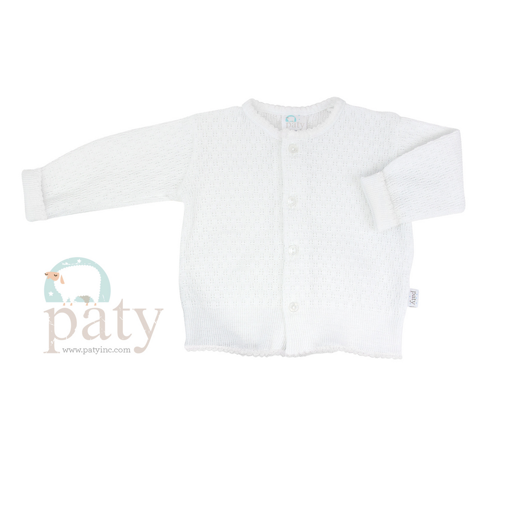 Paty White Knit Cardigan - Select Size