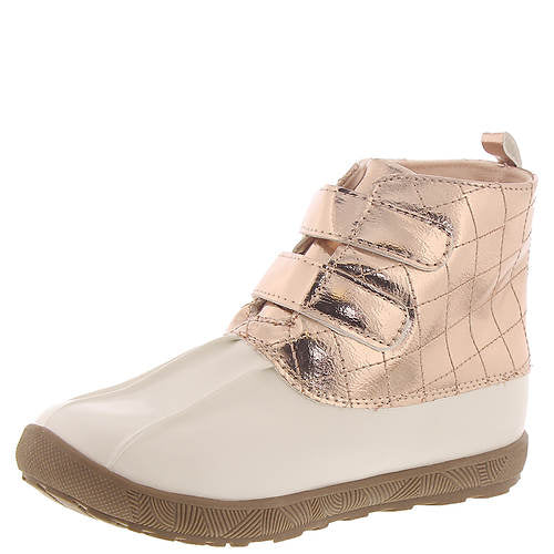 Ivory and Rose Gold Metallic Duck Boots with Quilting - Select Size