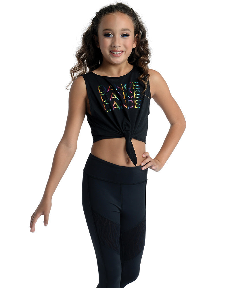Black Dance Crop Girls Tank Top - Select Size