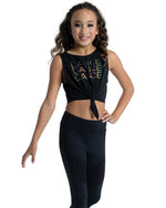 Black Dance Crop Girls Tank Top - Select Size