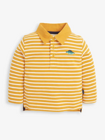 Stegosaurus Mustard Stripe Polo Long Sleeve Shirt - select size