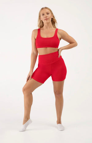 DBP222 - Ladies Crimson High Waisted 5” Biker Shorts - Select Size