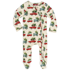 
            
                Load image into Gallery viewer, Christmas Cars Organic Cotton Footed Ruffle Romper - Select Size
            
        