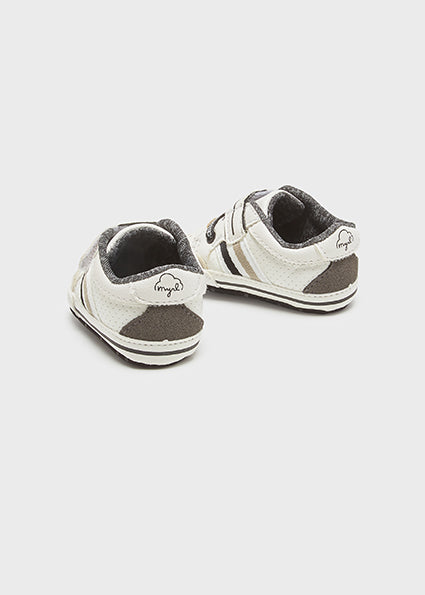 White, Tan & Grey Infant Boys Velcro Sneakers - Select Size