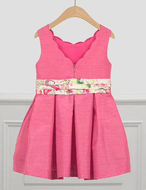 Bubblegum Shantung Floral Bow Dress - Select Size