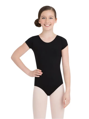 TB132C - Girl’s Short Sleeve Leotard in Black - Select Size