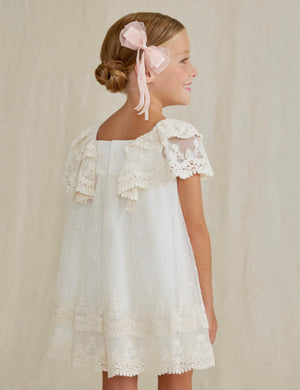Cream Embroidered Tulle Dress - Select Size