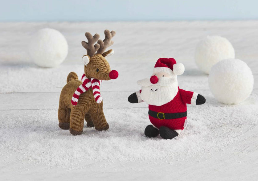 Christmas Knit Rattles - Choose Reindeer Or Santa