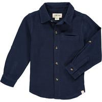
            
                Load image into Gallery viewer, Atwood Navy Waffle Long Sleeve Woven Collared Shirt - Select Size
            
        