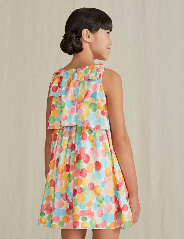 Polka Dot & Bow Satin Dress - Select Size