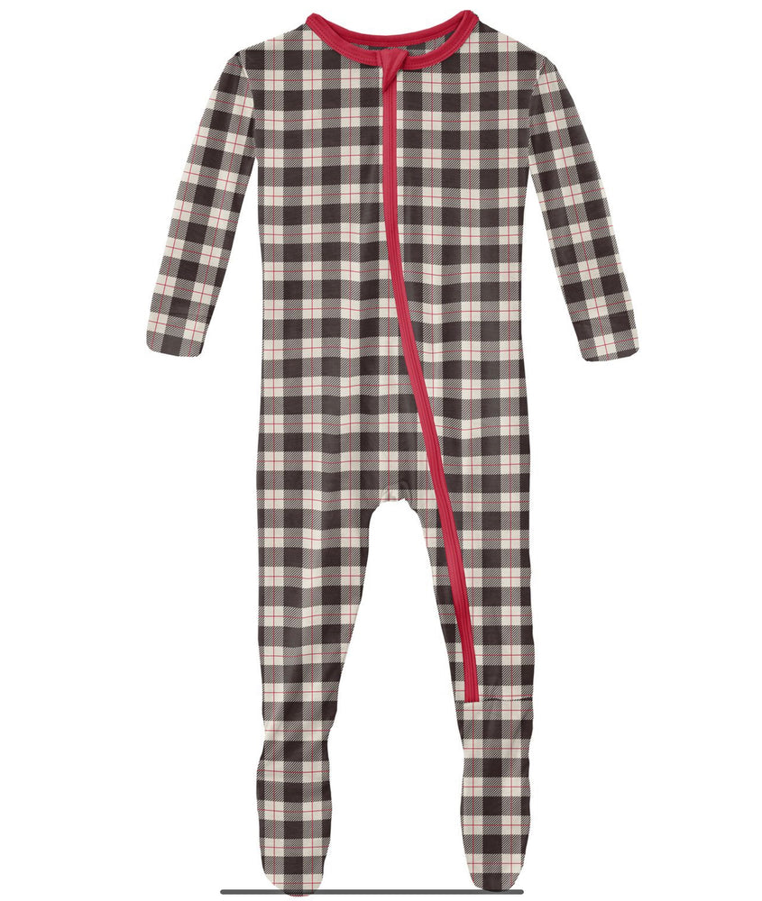 Midnight Holiday Plaid Print Footie With Zipper - Select Size