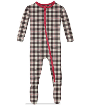 
            
                Load image into Gallery viewer, Midnight Holiday Plaid Print Footie With Zipper - Select Size
            
        