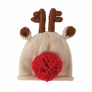 Boy Reindeer Knit Hat - Select Size