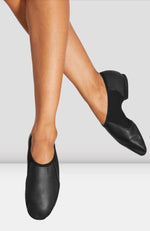 S0495L - Black - Ladies Neo-Flex Slip On Leather Jazz Shoe - Select Size