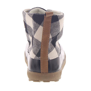 Black Duck Boots with Black & Cream Buffalo Plaid  - Select Size