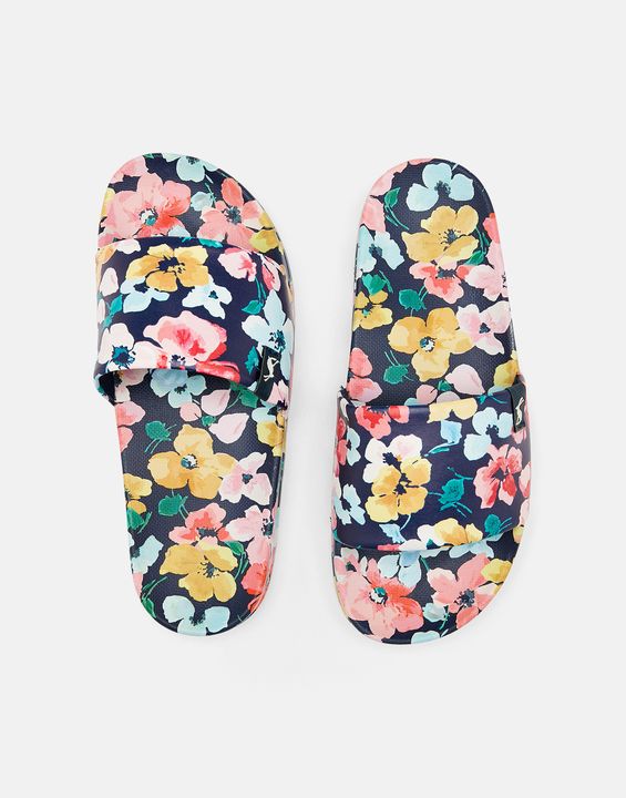 Navy Multi Floral Poolside Printed Slider - Ladies - Select Size