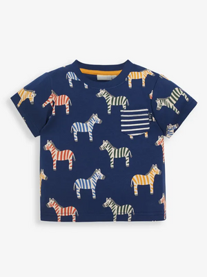 
            
                Load image into Gallery viewer, Zebra Print Navy Multicolor Pocket Boys Tee  - Select Size
            
        