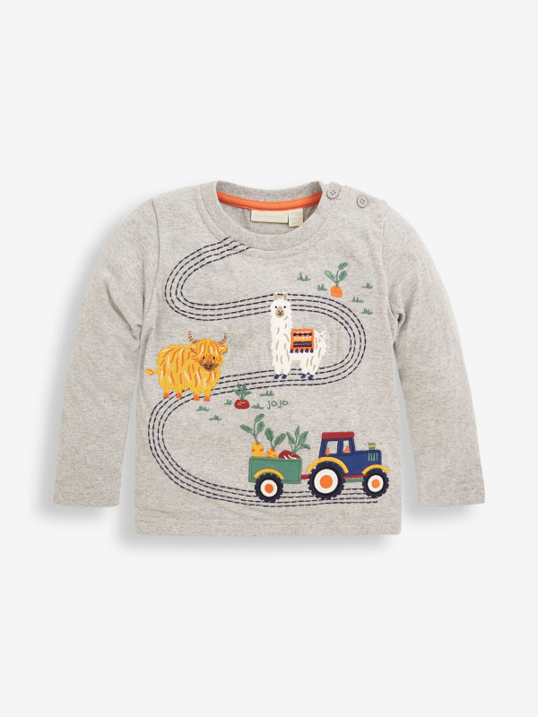 
            
                Load image into Gallery viewer, Farm Applique’ Top - Marl Grey - select size
            
        