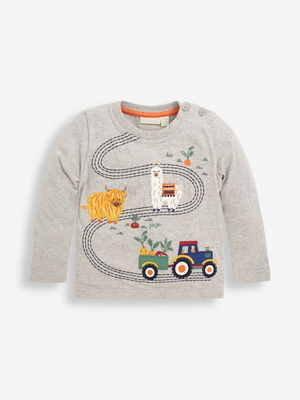 Farm Applique’ Top - Marl Grey - select size